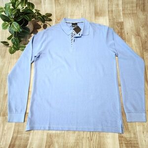 Jared Lang Sky Blue Long Sleeve Cotton Polo Size XL